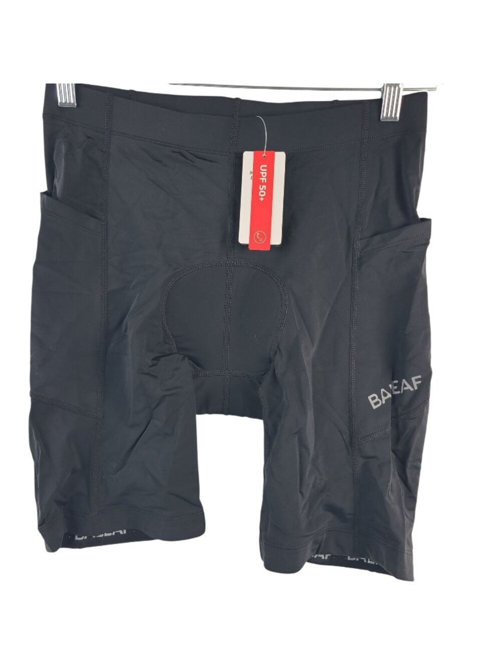 NEW Baleaf Men's Padded Cycling Shorts Black Large UPF 50+ With Pockets